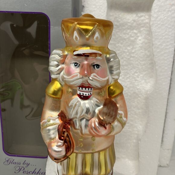 Vintage Hand Blown Glass Gold 10" Nutcracker by Peschka Christmas 1996 Figure - Picture 3 of 16